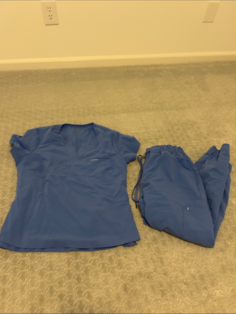 Jaanuu Blue Scrub Top and scrub jogger Pants Set